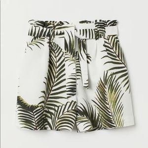 H&M Palm Print Paper Bag Shorts